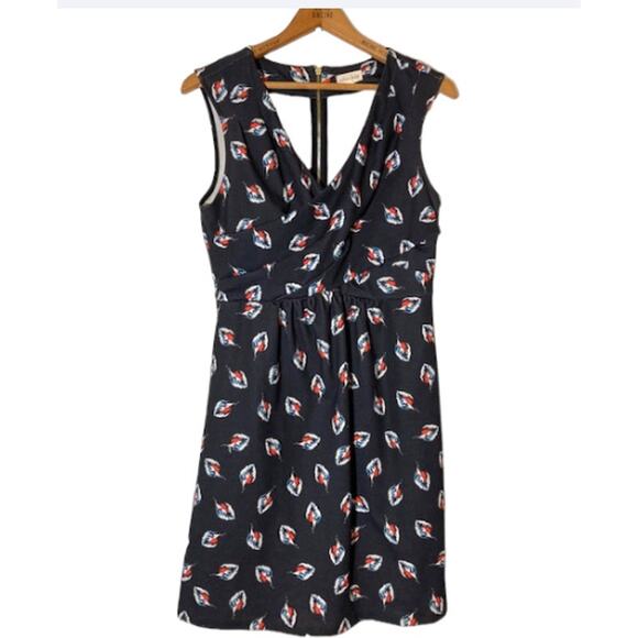 Black FEATHER Pattern Dress - Maison Jules - Sleeveless Surplice Dress - M - Picture 1 of 8